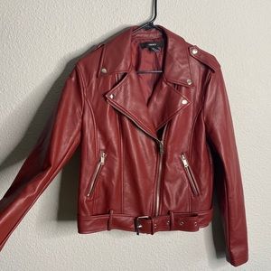 Forever 21 red faux leather jacket